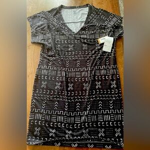 Title Nine Mudcloth Print Hiolani T-shirt Dress Blk-Size Medium